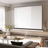 Telo Proiettore da 120" Formato 4:3 in Tessuto a Rete, Plastica e Metallo con Treppiedi, 244x190 cm, Bianco