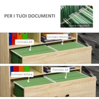 Mobile Multiuso per Ufficio Porta Stampante con 5 Ruote e Ripiano Regolabile, 77x40x73cm - Legno