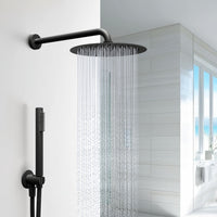 Kit doccia con soffione tondo nero doccetta e presa acqua con flessibile in pvc per il bagno *** confezione 1