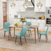 Set di 4 sedie da pranzo imbottite con schienale alto, gambe in acciaio e tessuto effetto velluto, verde