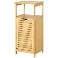 kleankin Mobiletto Bagno con Cesto Multiuso per Bucato e Giocattoli, in MDF e Bambù, 40x30x86.5cm