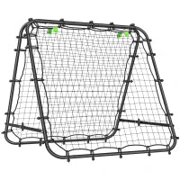 Rete da Calcio Rebounder Pieghevole con Angolazione Regolabile e Picchetti, in PE e Metallo, 100x95x90 cm, Nero