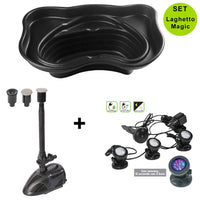 Set laghetto 250 litri con pompa vx 800 e 3 faretti sommergibili a led laghetto magic
