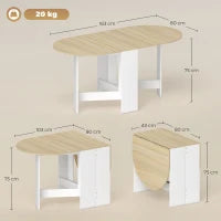 Tavolo da Pranzo Pieghevole di Forma Ovale in Stile Moderno 163x80x75 cm LEgno Naturale
