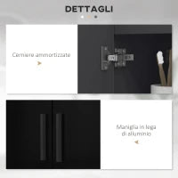 kleankin Mobile Sottolavabo Bagno in Legno con Armadietto 2 Ante, 60x30x60cm, Nero
