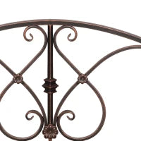 Ponticello da Giardino Vintage con Elementi Floreali, in Metallo, 99x68x53cm, Nero