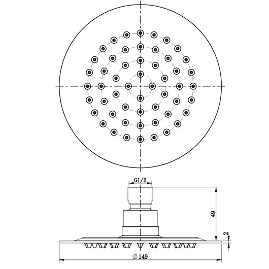 Soffione doccia tondo acciaio inox 2 mm spessore effetto pioggia varie misure bagno *** misure diam. 200x2 mm 54 ugel...