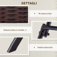 Set da Giardino Pieghevole da 3 Pezzi in Rattan PE e Metallo, Set 2 Sedie e Tavolino da Caffè, Protezione dai Raggi UV, Set di Mobili da Balcone, per Patio e Cortile, Marrone