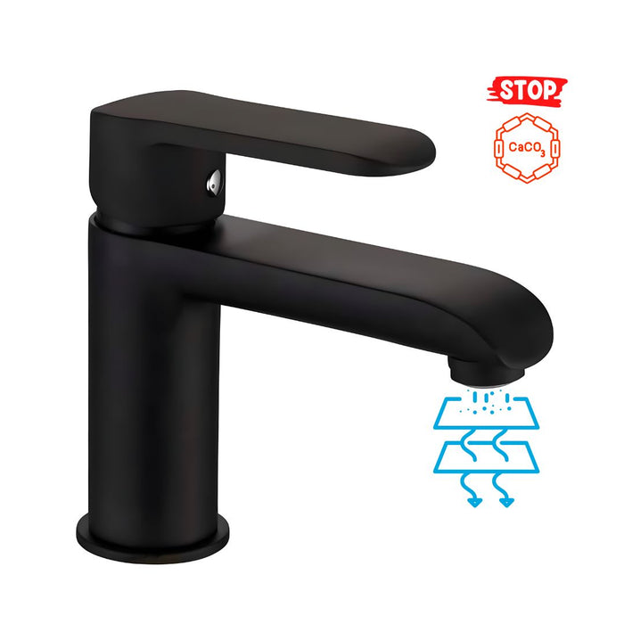 Miscelatore rubinetto puma per lavabo in ottone colore nero opaco con piletta *** confezione 1