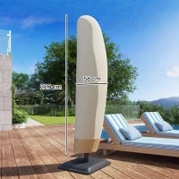 Copertura per Ombrellone 3x3 m Impermeabile, Custodia Copri Ombrellone a Sbalzo con Cerniera e Laccio, Beige