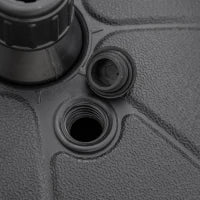 Base per Ombrellone Rotonda in Plastica Riempibile con Acqua e Sabbia, per Pali da 38 mm, Ø38 cm, Nero