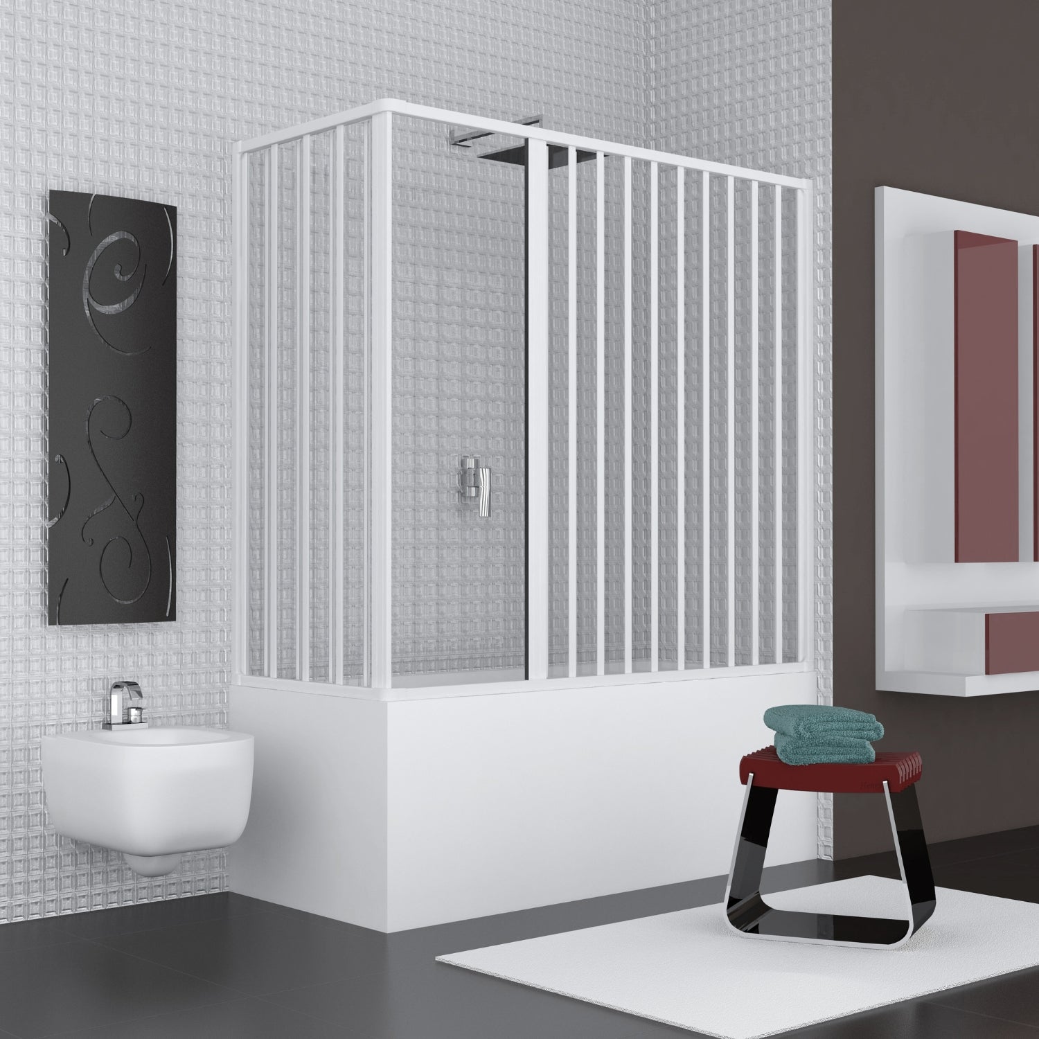 Box vasca estensibile a soffietto in pvc bianco con apertura centrale *** misure 70x160 cm, confezione 1