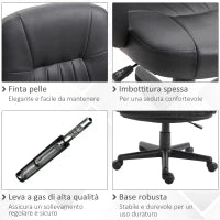 Sedia da Ufficio Ergonomica e Girevole, Poltrona da Ufficio con Altezza Regolabile in Similpelle 60x60x94-103cm Nero