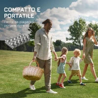 Tappeto da Esterno Reversibile con Fantasia Geometrica, 121x182 cm, Grigio e Bianco