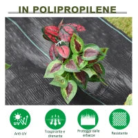 Telo Pacciamatura 50x2m 100g/m² Telo Anti Erbacce Telo Nero per Orto, Serra, Giardino Drenante e Traspirante con Quadrettatura