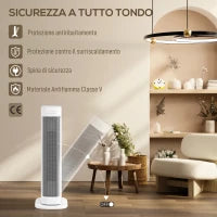 Termoventilatore Ceramico 2000W con 3 Temperature Regolabili, Timer 15H, Telecomando, Bianco