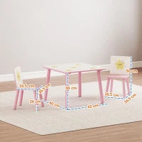 Set Arredo Cameretta con Tavolo e 2 Sedie per Bambini da 3-8 Anni con Fantasia a Stelle, Rosa