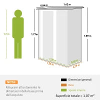 Casetta Porta Attrezzi Capanno in Acciaio Impermeabile 142x84x189cm