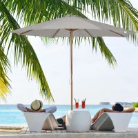 Ombrellone da Giardino 3 m con Palo in Legno, 8 Stecche e Parasole in Poliestere, Grigio