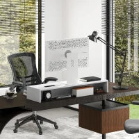 Supporto per Monitor con 2 Vani Contenitore in Legno, 100x27x15 cm, Bianco