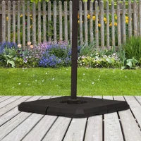 Base per Ombrellone a Braccio da 4 Pezzi Riempibile con Acqua o Sabbia per Basi a Croce da 100x100cm, Nero