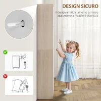 Scarpiera Salvaspazio Slim a 4 Cassetti per 20 Paia di Scarpe 62.5x26x156 cm, color Legno e Bianco