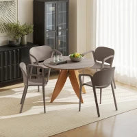 Set 4 Sedie da Giardino Impilabili in Plastica Moderne con Braccioli 60x56x75 cm, Grigio