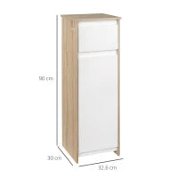 kleankin Mobile Bagno con Cassetto e Armadietto con Ripiano Regolabile Interno, in MDF, 32.6x30x90 cm