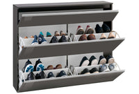 Scarpiera 3 ante L 120 x H 108 x P 26.5 cm 24 paia, grigio