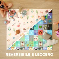 Tappeto per Bambini 0-3 Anni con Numeri e Lettere e Superficie Impermeabile, in XPE Multicolore, 176.5x148x1 cm