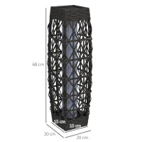 Lampada Solare da Giardino con Illuminazione LED, in Acciaio e Rattan PE, 20x20x68 cm, Grigio