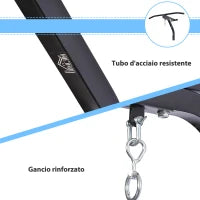 Staffa di supporto per sacco da boxe con barra per trazioni, 93x47x51cm, Nero