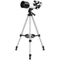 Telescopio Astronomico 70mm con 2 Lenti Oculari e Adattatore Smartphone, 80x80x135 cm, Bianco e Nero