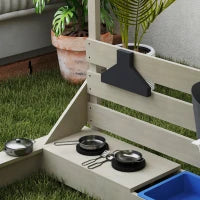 Sabbiera a Forma di Barca con Tettuccio e Set Cucina per Bambini, in Legno Massello, 180 x 103 x 144,5 cm, Grigio