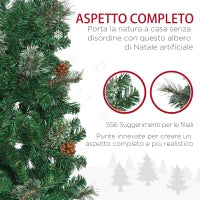 Albero di Natale Alto 195cm Realistico con Pigne Decorative e 556 Rami, Verde