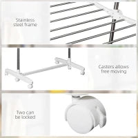 Homcom – Stendibiancheria 3 piani Stendino con Appendiabiti e Ruote - Regolabile 139x62x136cm