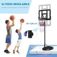 Canestro Basket ad Altezza Regolabile con Base Riempibile, Canestro da Basket in Acciaio e PE, Nero