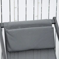 Set 2 Sedie Poltrona Sdraio da Esterni, Pieghevoli e Reclinabili, in Alluminio, 96.5x58x91.5 cm, Grigio Scuro