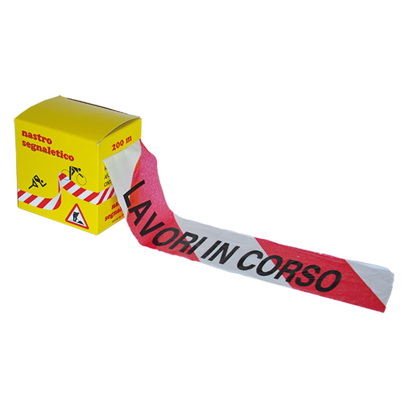 nastro segnaletico 'lavori in corso' cm 7 x mt 200 cod:ferx.106426nlm
