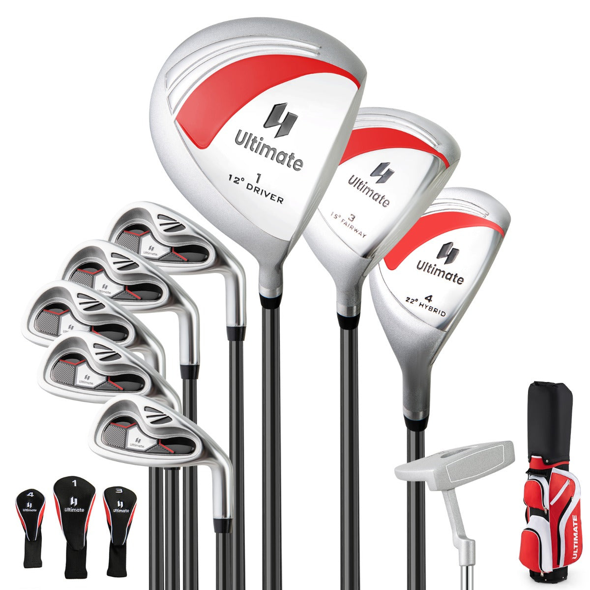 Set da golf da donna con 8 mazze e sacca 126 x 24,5 x 24,5 cm pratico e versatile poliestere rosso 20_0011893