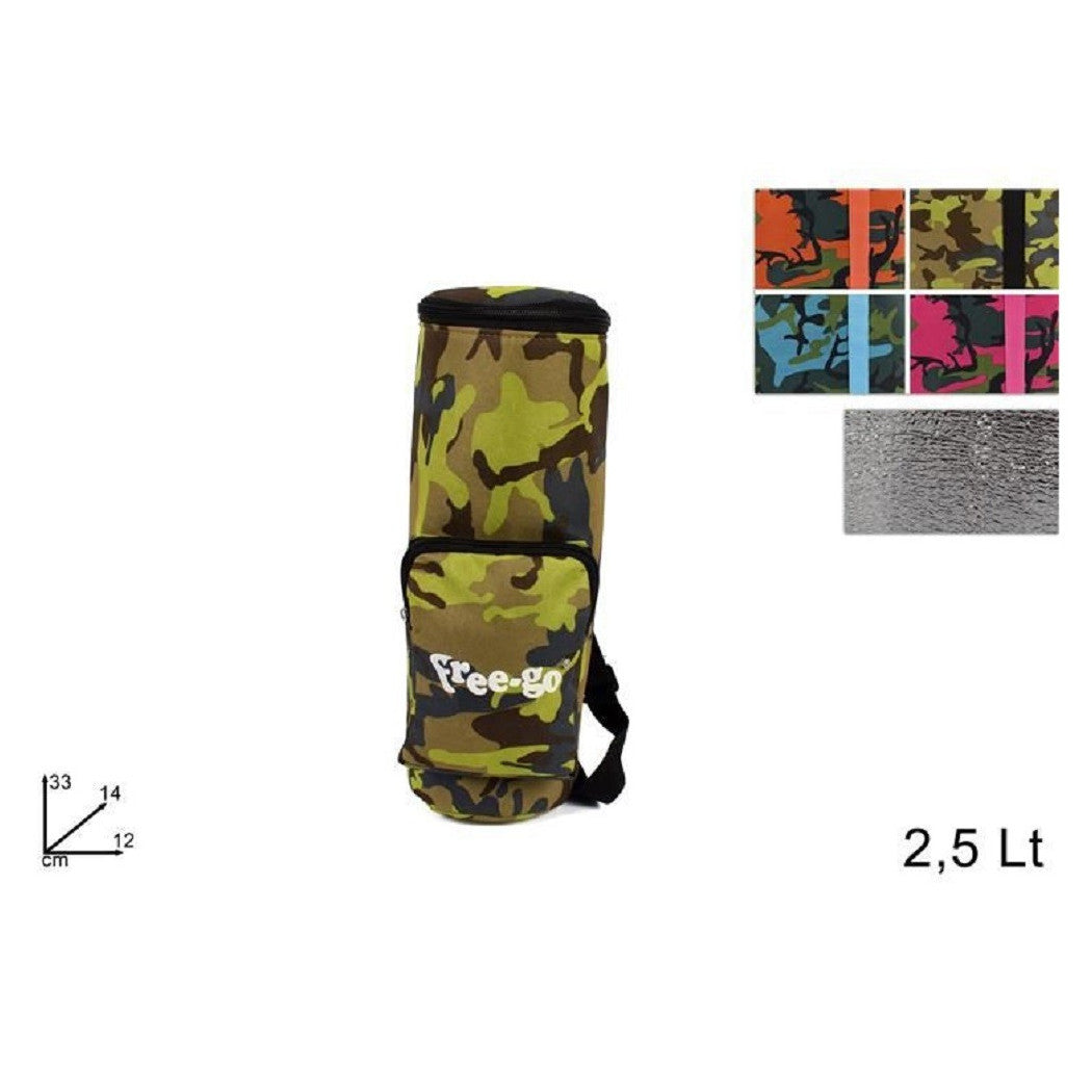 Trade Shop - Sacca Borsa Porta Bottiglie Termica 2,5 Lt Mimetico Spiaggia Mare Freddo Caldo -