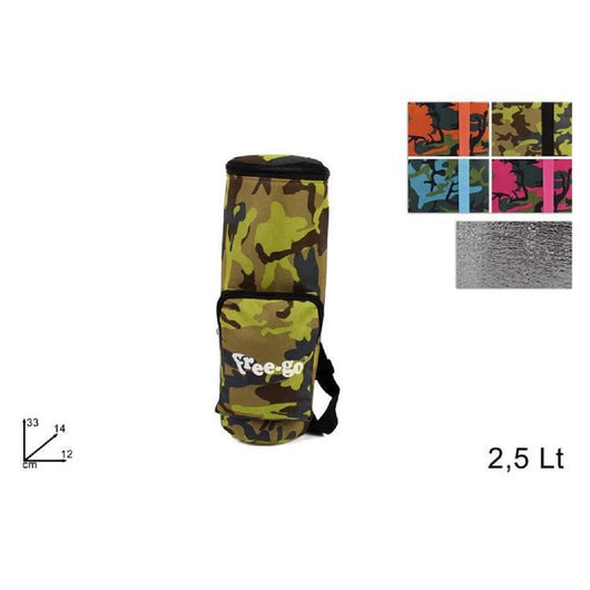 Trade Shop - Sacca Borsa Porta Bottiglie Termica 2,5 Lt Mimetico Spiaggia Mare Freddo Caldo -