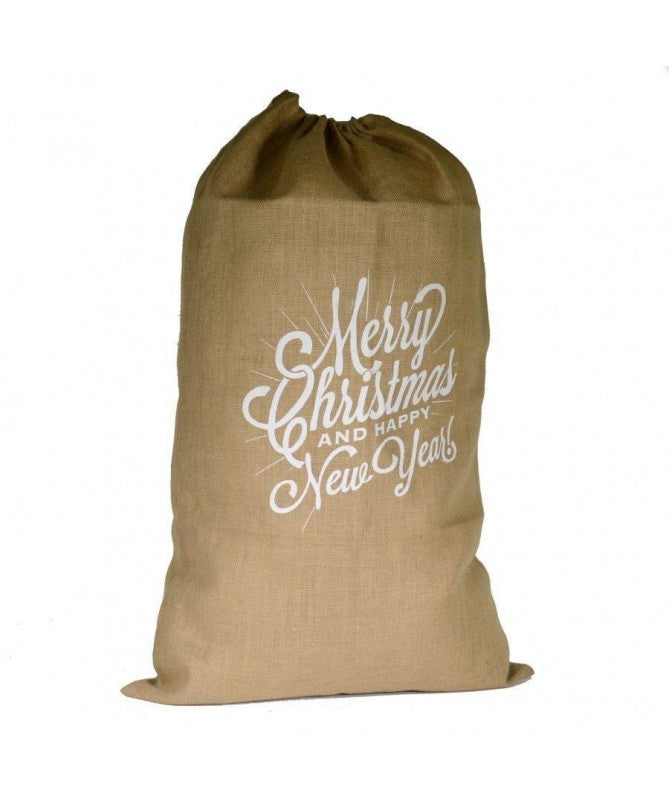Sacchetti in juta scritta bianca