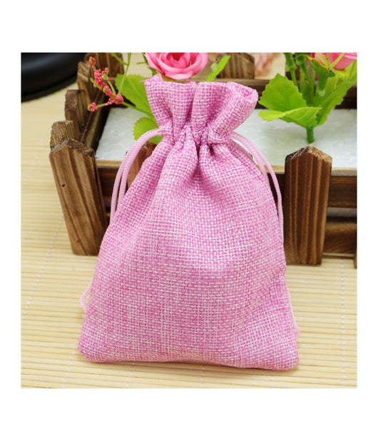 Sacchetti Juta Rosa Bomboniere Portaconfetti Segnaposto Segnatavolo Sacchettino         