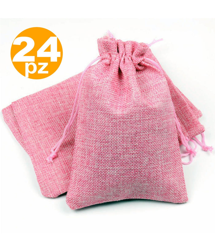 Sacchetti Juta Rosa Bomboniere Portaconfetti Segnaposto Segnatavolo Sacchettino         