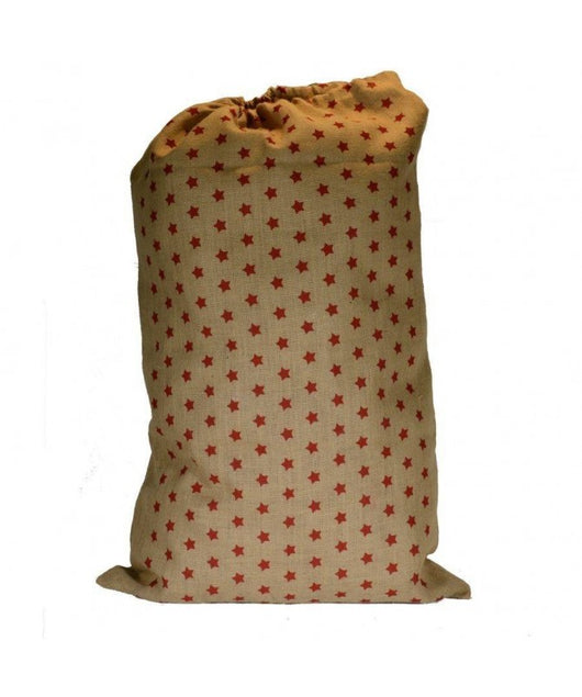 Sacchetto juta stelle rosso cm60xh95x1