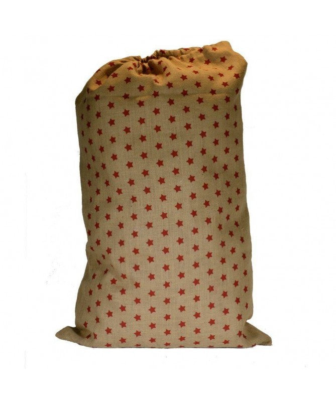 Sacchetto juta stelle rosso cm60xh95x1