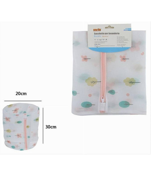 Sacchetto Lavanderia Lavaggio Rete Cerniera Biancheria 20x30 Cm A Fantasia 87434         