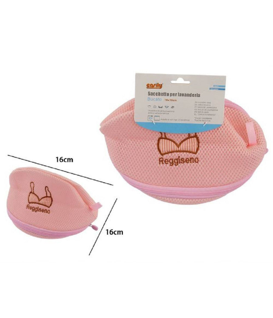 Sacchetto Lavanderia Lavatrice Con Zip Biancheria Intimo Reggiseno 16x16cm 59370         