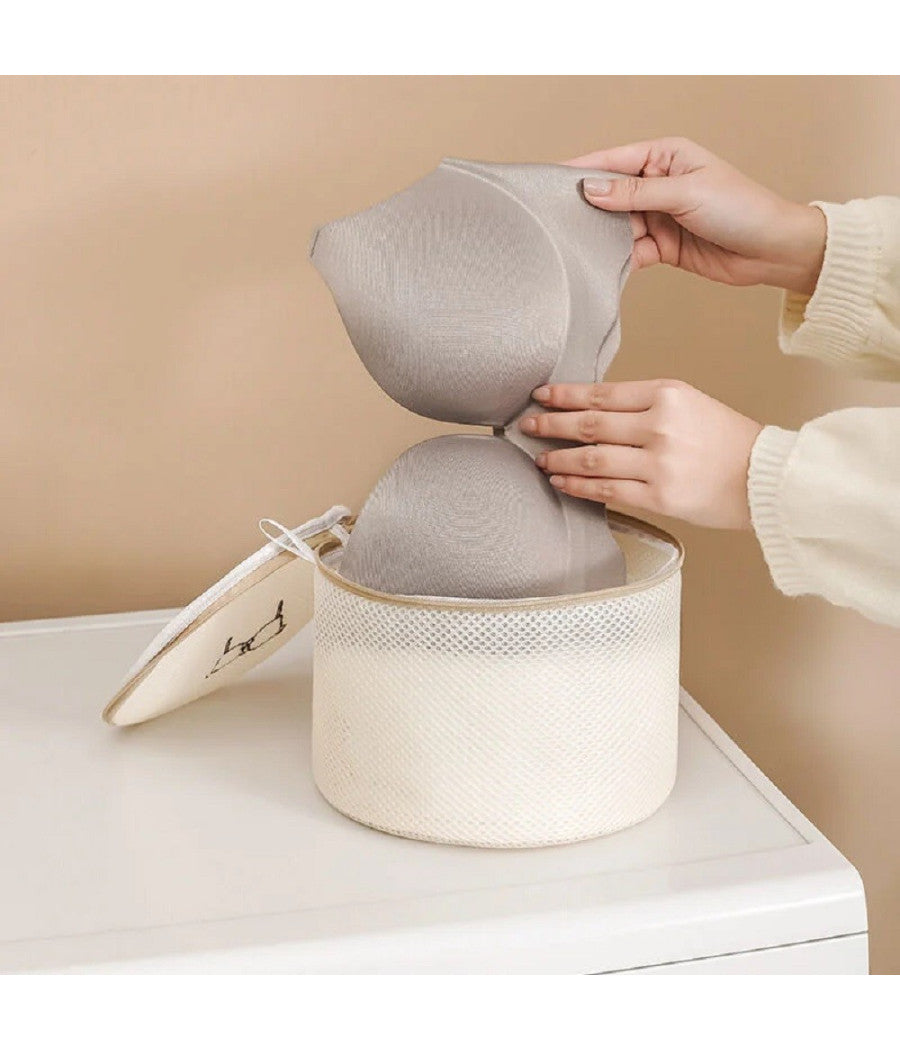 Sacchetto Lavatrice Beige Borsa Biancheria Intima Lavaggio A Rete 17x15cm 58115         